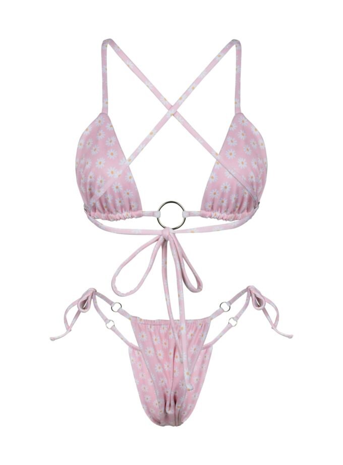 Windstar Daisy Pink – Criss Cross Halter Bikini in Floral Print