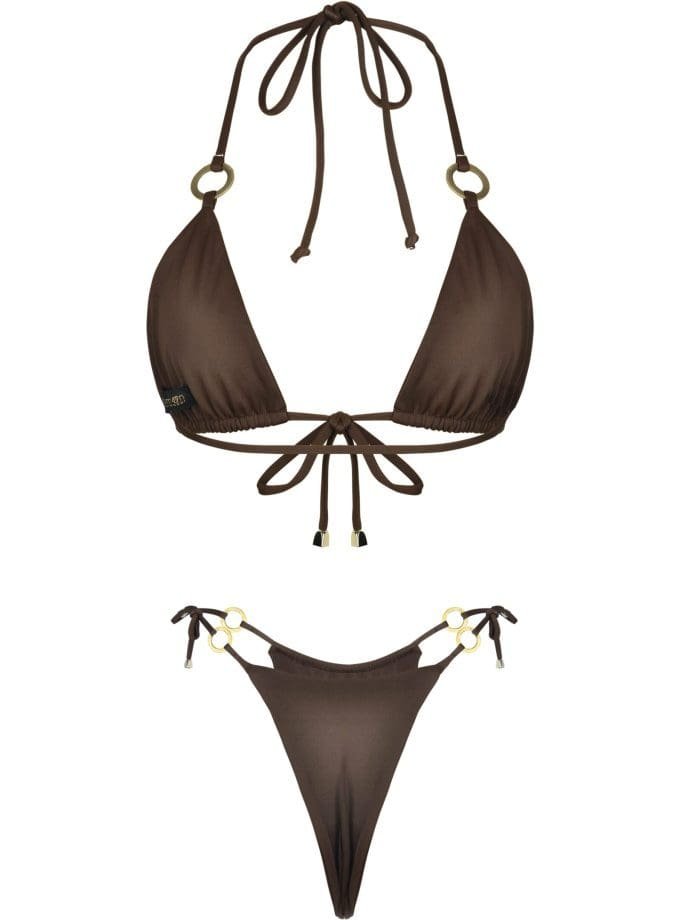 Shea Dark Cocoa Bikini Set - Minimalist Eco Swimwear in Brown