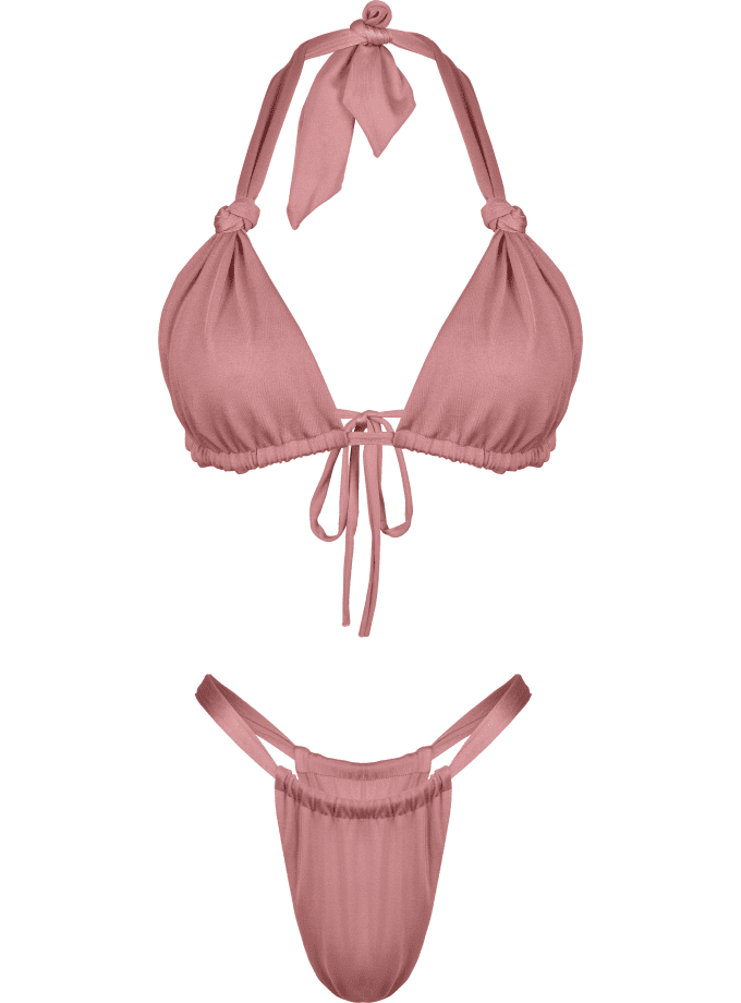 Gili Triangle Halter Neck Bikini in Rose Blush Pink