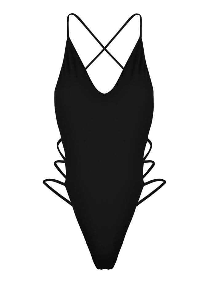 Sail Black - One Piece Swimsuit With Open Back