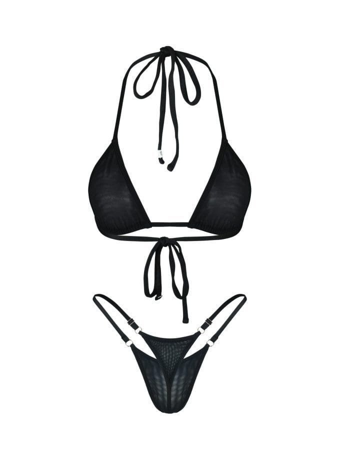 Mesh Black Bikini – Double-Lined Sheer Power Net Bikini