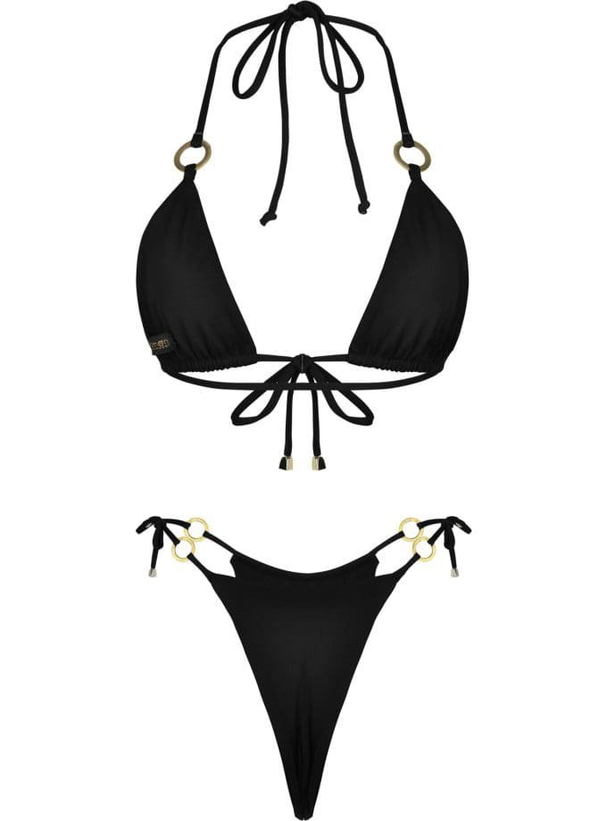 Bold meets timeless in Shea Black – eco swimwear with gold rings