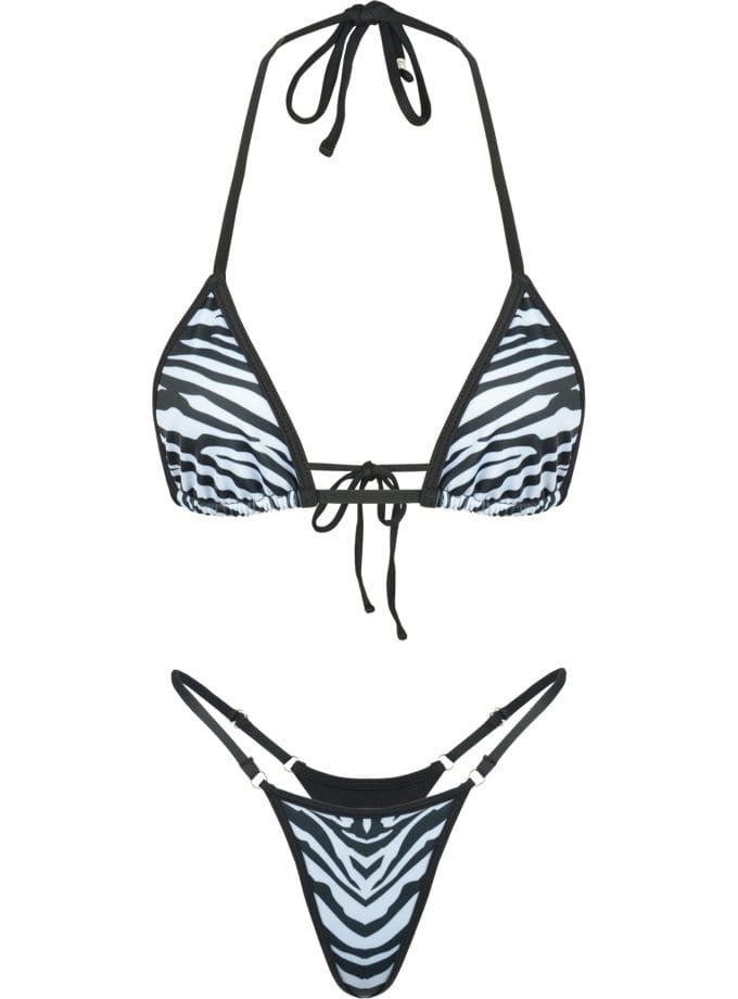 Sabi Zebra Bikini – Black Micro Bikini with Zebra Print Accent