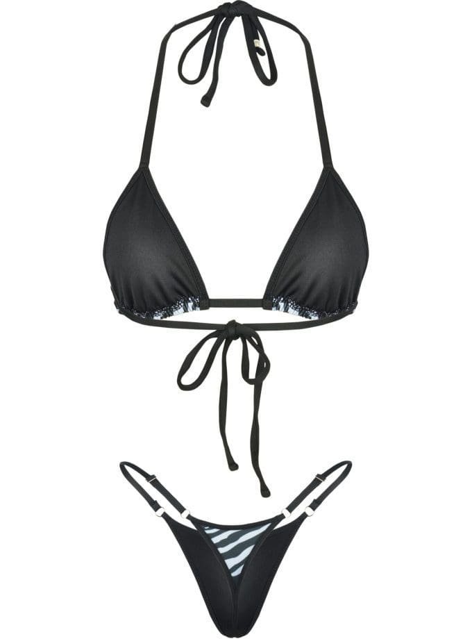 Sabi Zebra Bikini – Black Micro Bikini with Zebra Print Accent