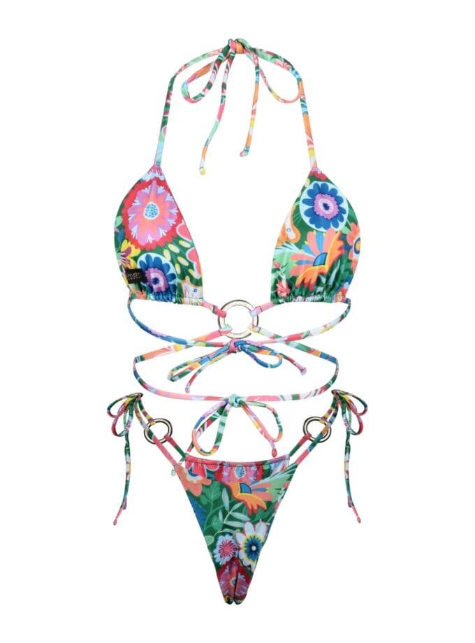 Camellia Tropical Bikini – Bold Floral Econyl Bikini Set