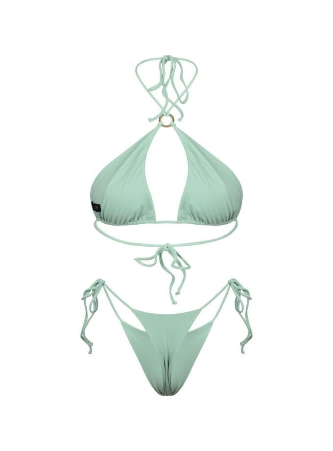 Mae Bikini Mint – Fresh Green Halter Bikini with Ring Detail