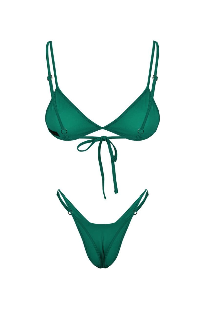 Sumba Green – Minimal Triangle Bikini Set in Bright Green - Image 2