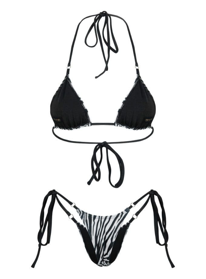 Wildfins Zebra – Black & White Zebra Print Bikini Set in ECONYL®
