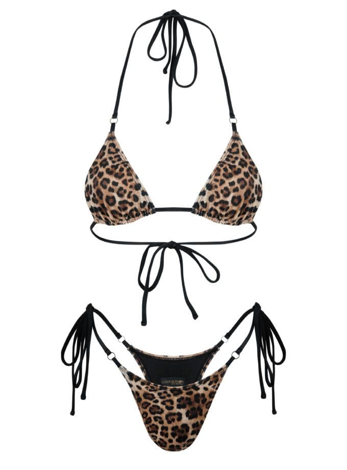 Wildfins Two-Piece Brazilian Style Triangle String Bikini Leopard