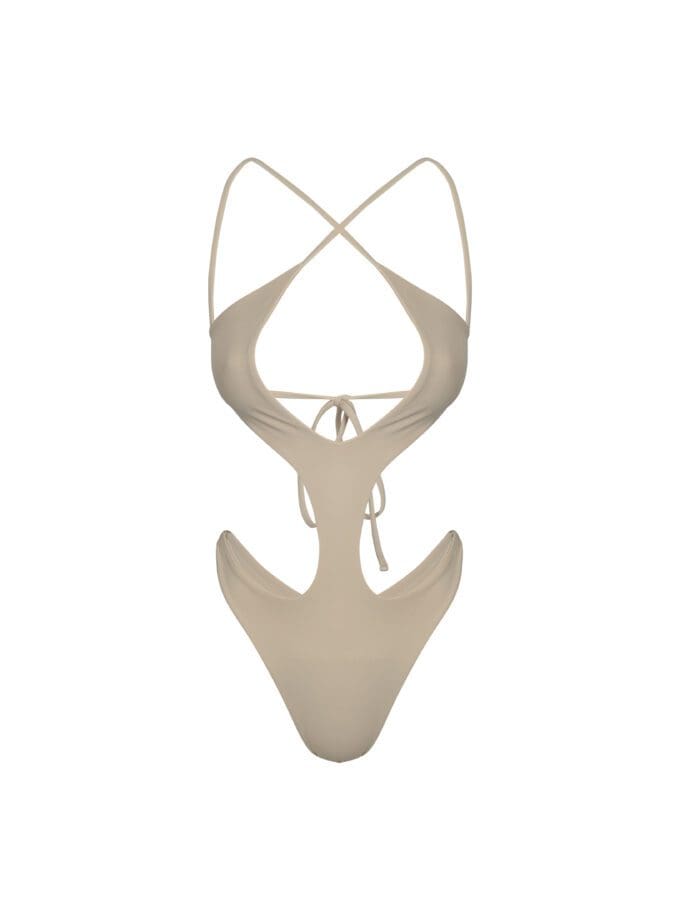 Flores Cutout One Piece Swimsuit Cream