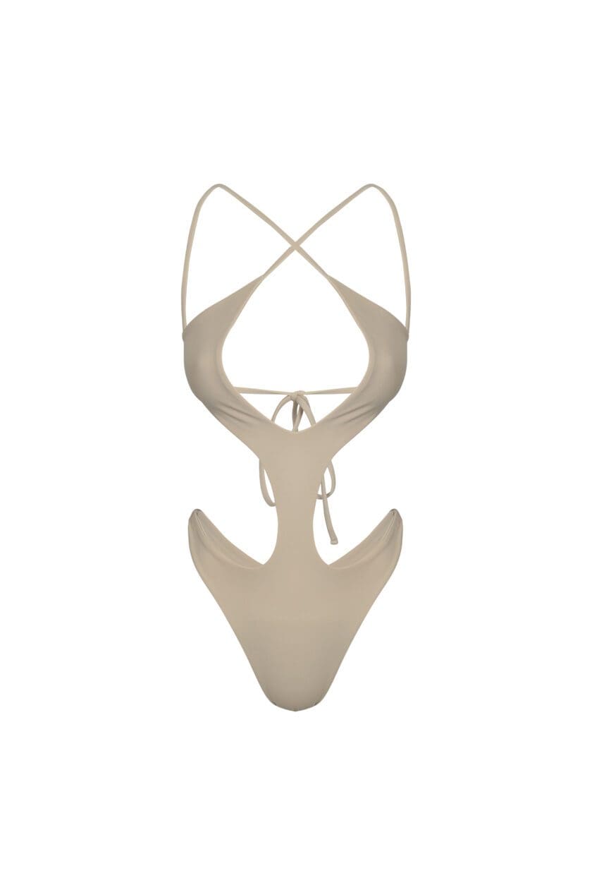Flores Cutout One Piece Swimsuit Cream