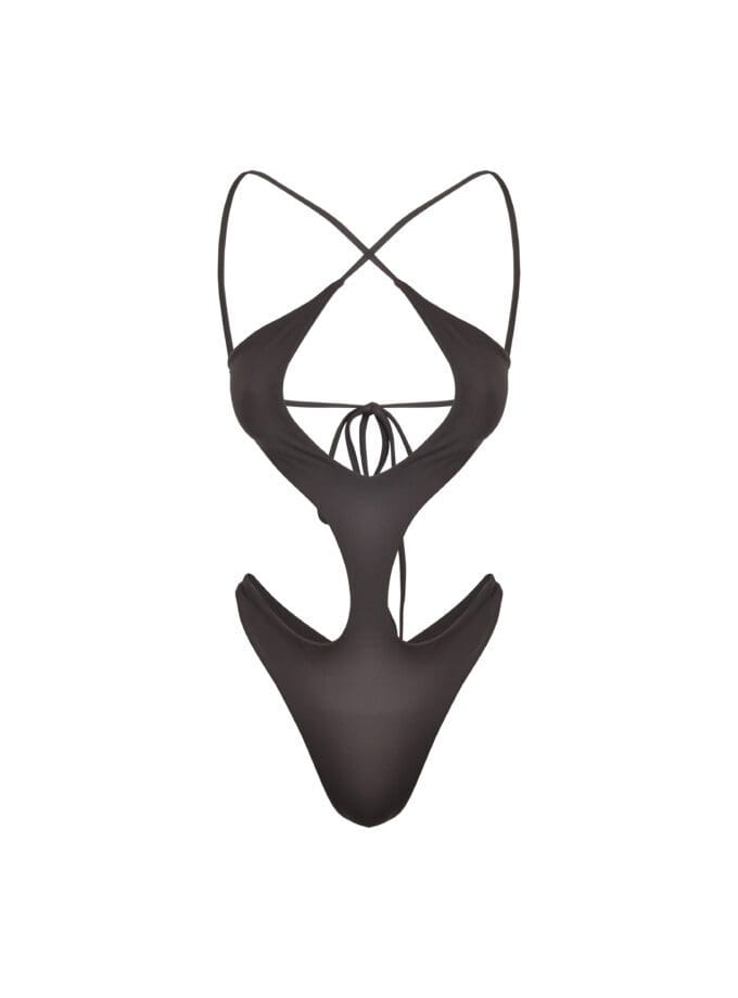 Flores Cutout One Piece Swimsuit Taupe