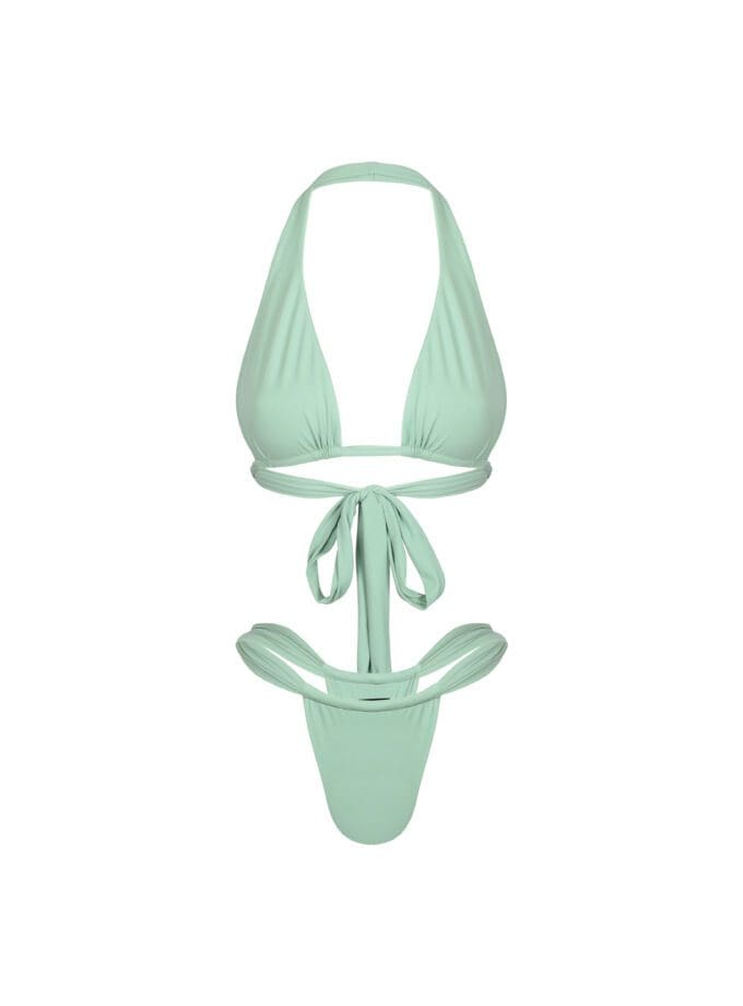 Aura Triangle Halter Neck Bikini in Mint Green