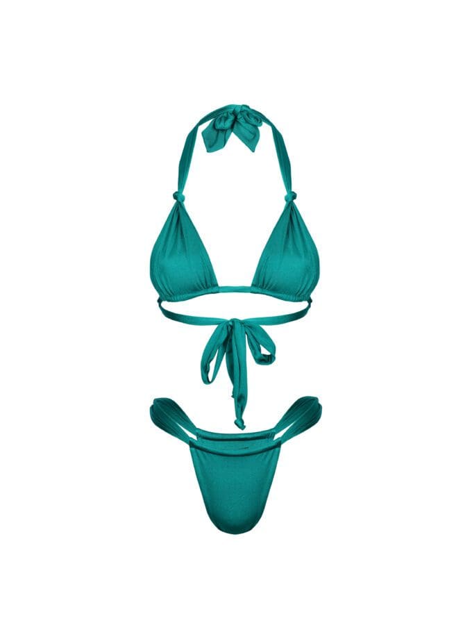 Gili Triangle Halter Neck Bikini in Forest Green