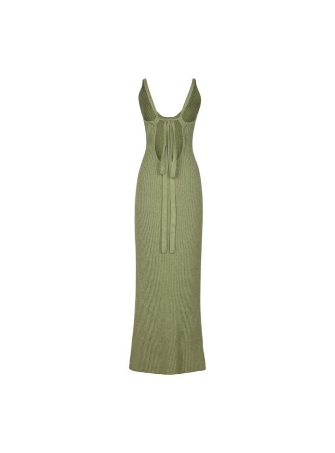 Borneo Sage Ribbed Knit Dress – Green Resortwear Essential