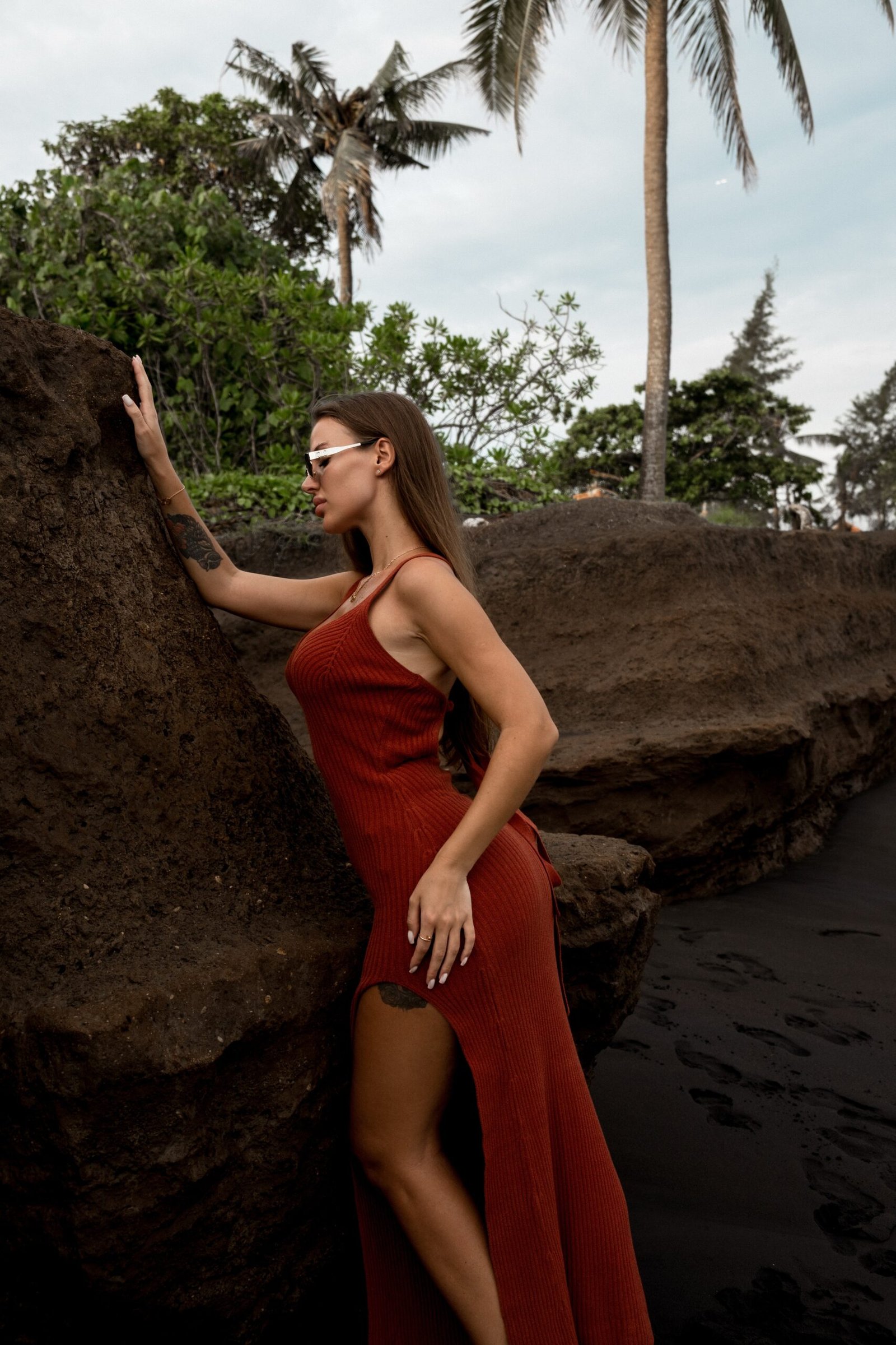 Borneo Cherry Ribbed Knit Dress – Red Resortwear Essential - Image 3
