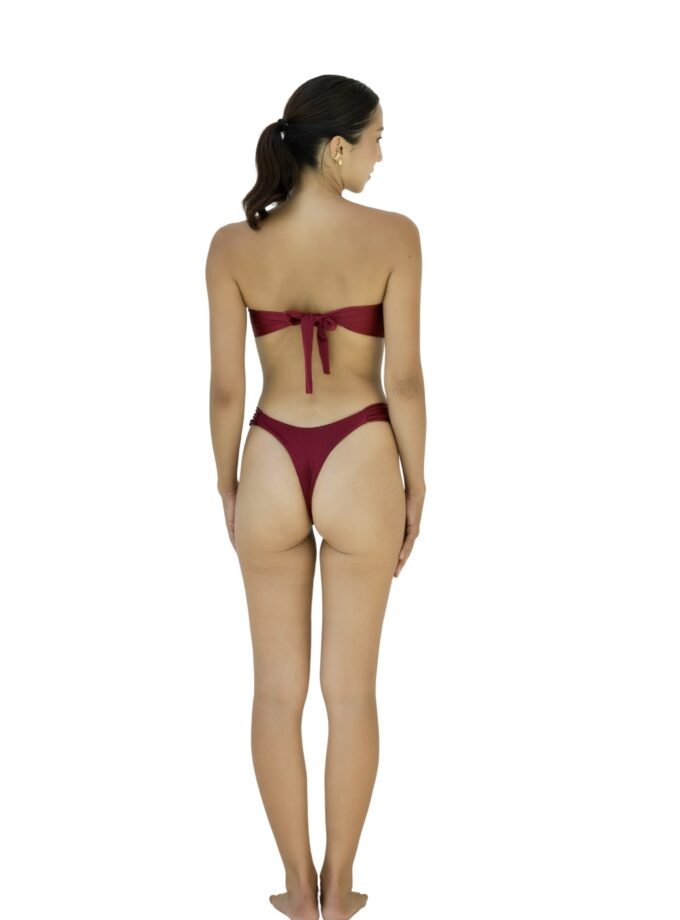 Margaux Bandeau Bikini - Rouge with Ruched Side Bottom