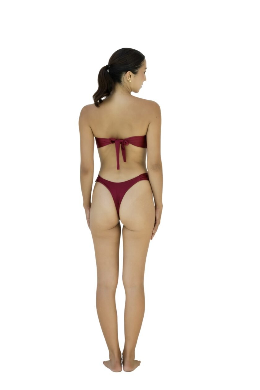 Margaux Bandeau Bikini - Rouge with Ruched Side Bottom - Image 2