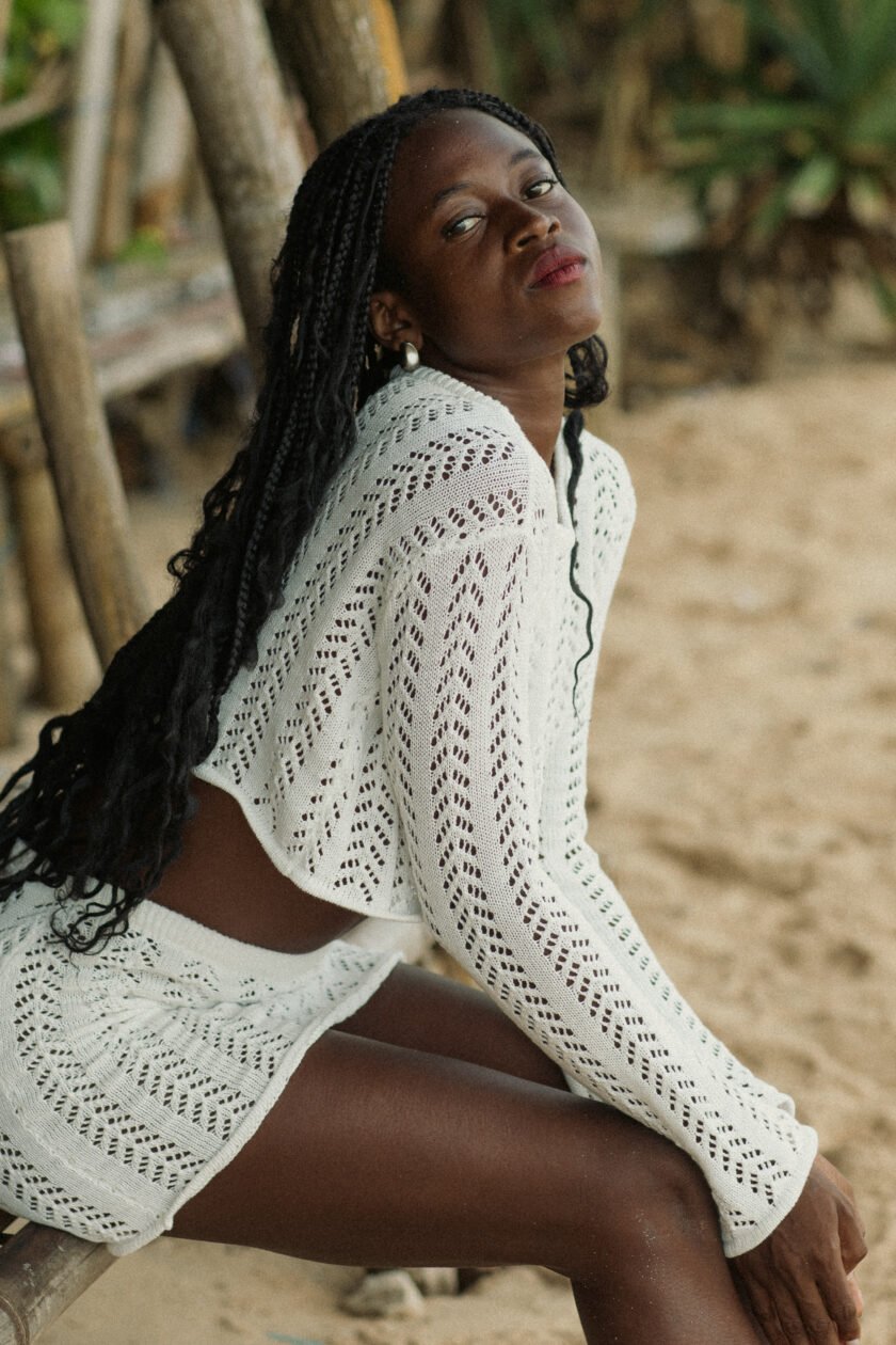 Fleur Knit Set – 100% Cotton Crochet Two-Piece in Beige - Image 2