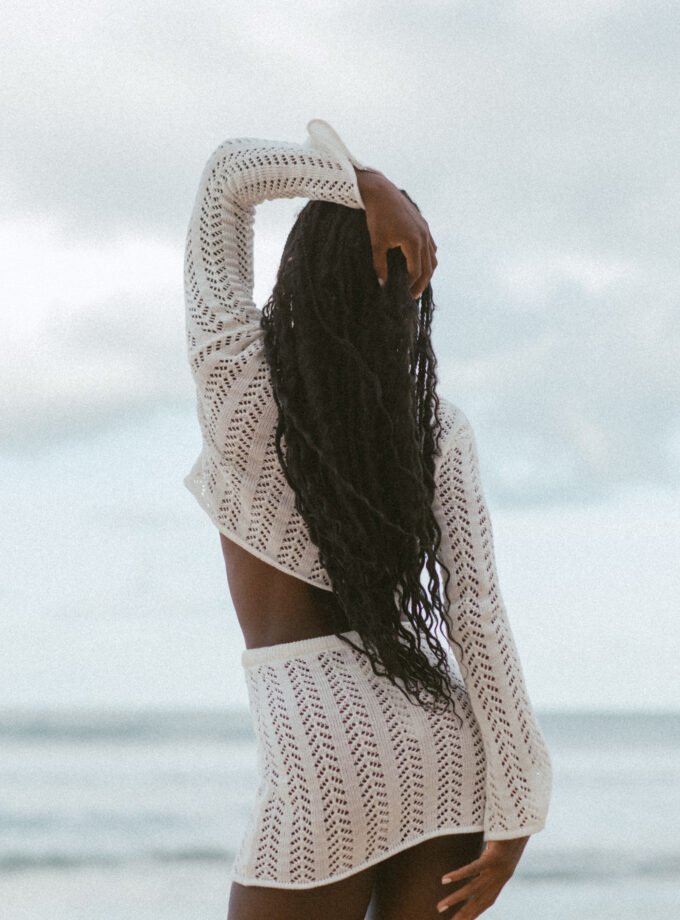 Fleur Knit Set – 100% Cotton Crochet Two-Piece in Beige