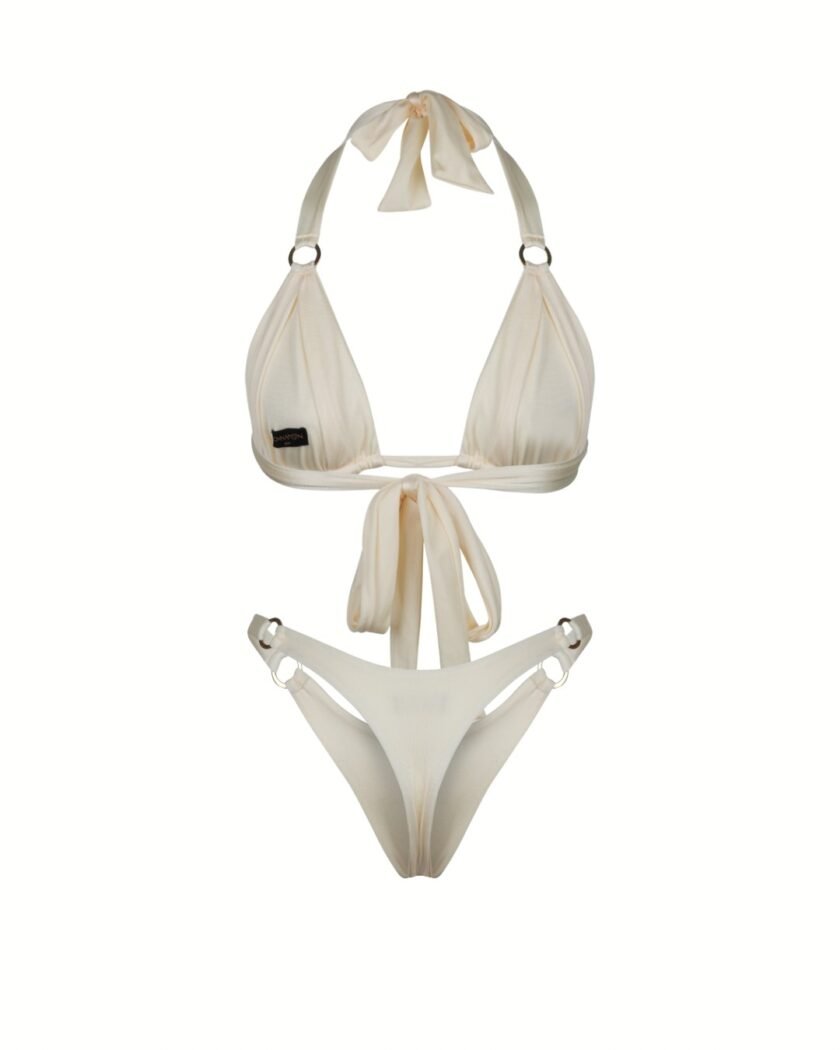 Monaco Bikini Set Ivory – Shiny Nylon Lycra Bikini - Image 2