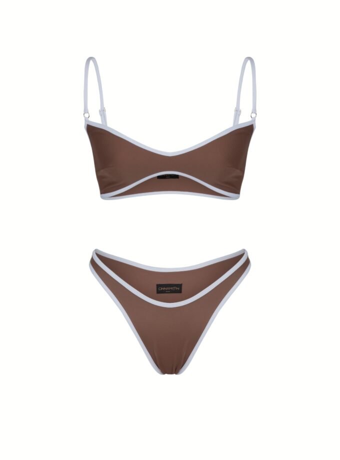 Monroe Bikini Set – Mocha Brown Contrast Trim
