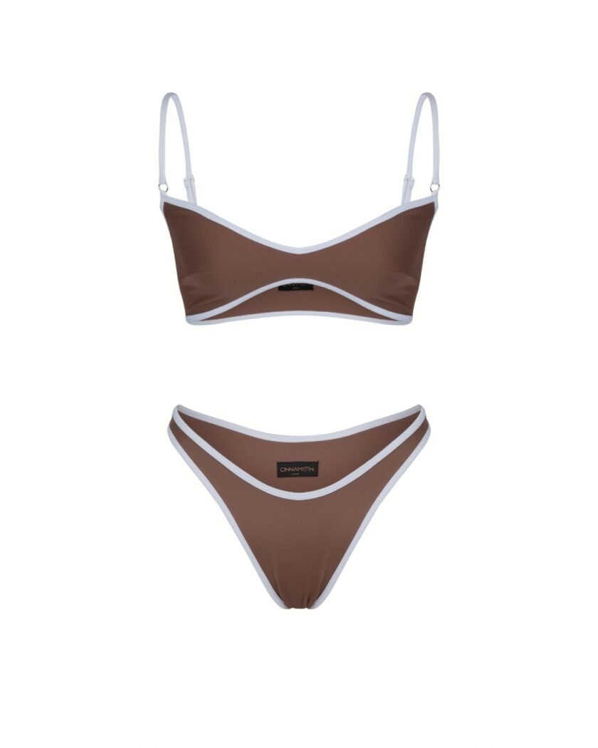 Monroe Bikini Set – Mocha Brown Contrast Trim