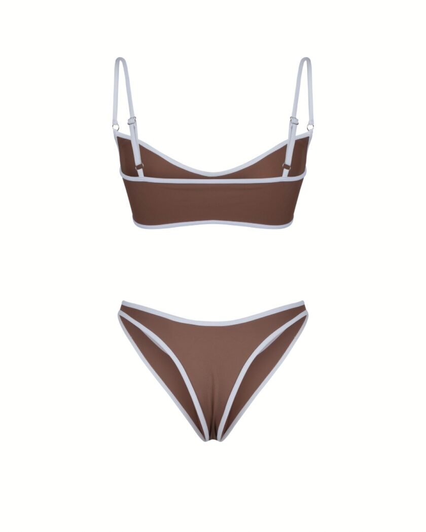 Monroe Bikini Set – Mocha Brown Contrast Trim - Image 2