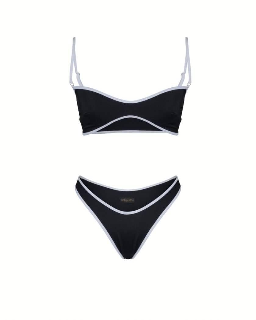 Monroe Bikini Set – Matte Black Contrast Trim