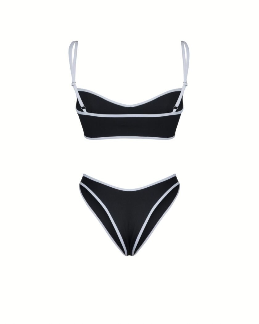 Monroe Bikini Set – Matte Black Contrast Trim - Image 2