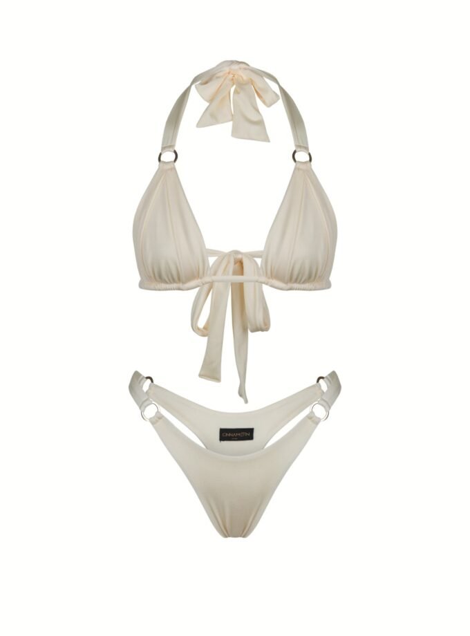 Monaco Bikini Set Ivory – Shiny Nylon Lycra Bikini