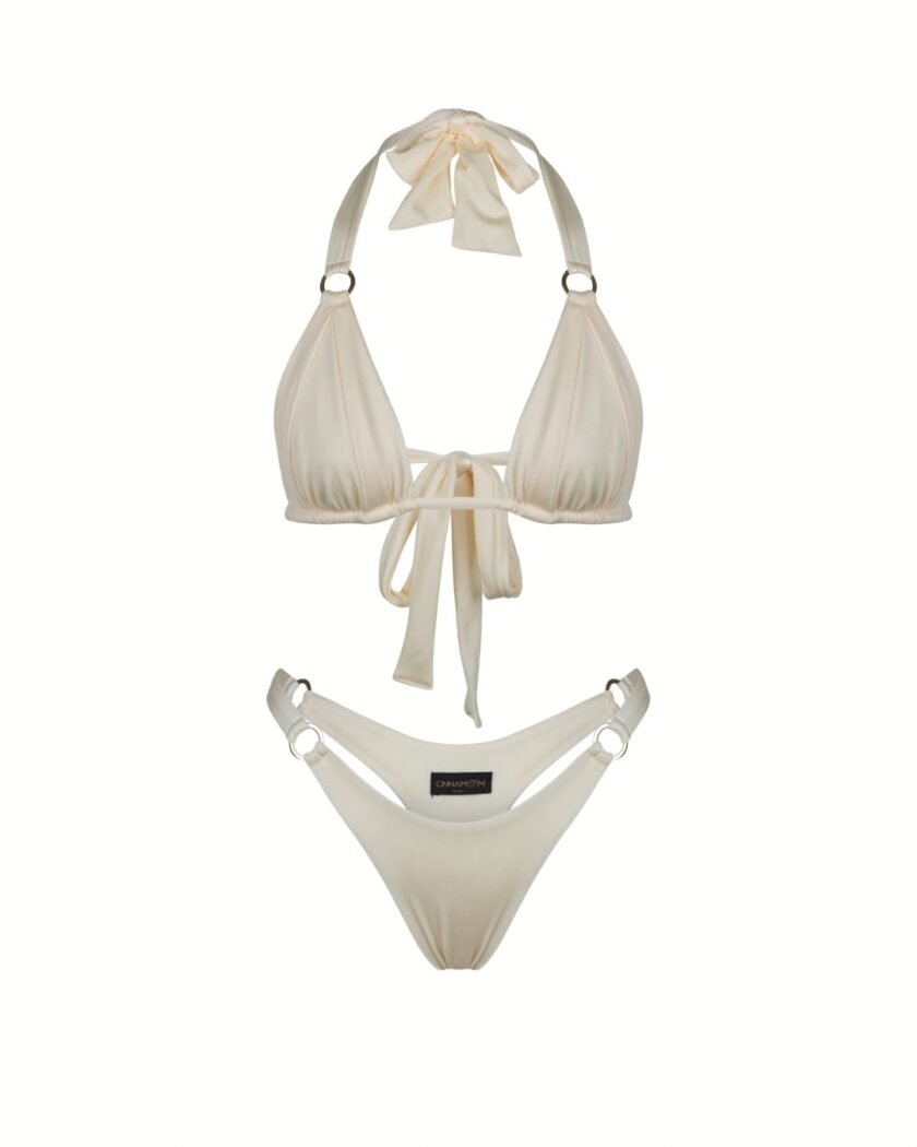 Monaco Bikini Set Ivory – Shiny Nylon Lycra Bikini
